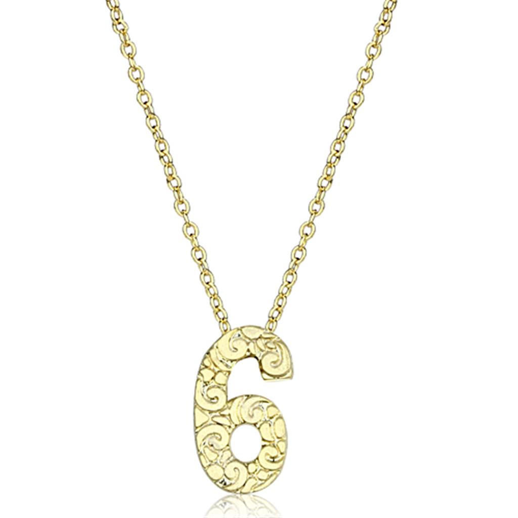 LO3463 - Flash Gold Brass Chain Pendant with Top Grade Crystal  in Clear-0