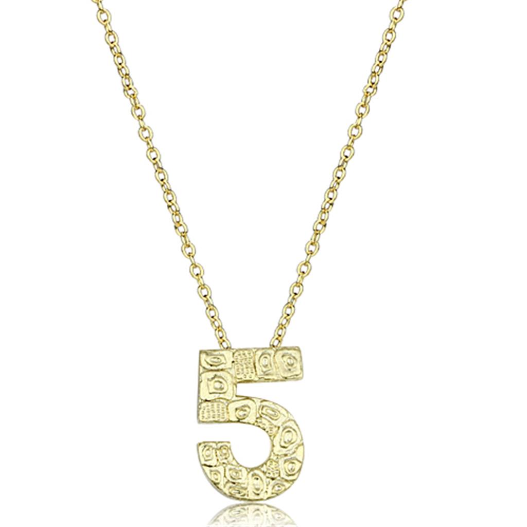 LO3468 - Flash Gold Brass Chain Pendant with Top Grade Crystal  in Clear-0