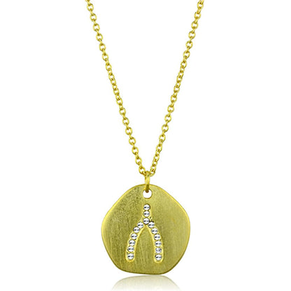 LO3479 - Gold & Brush Brass Chain Pendant with Top Grade Crystal  in Clear-0
