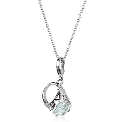 LO3491 - Rhodium Brass Pendant with AAA Grade CZ  in Clear-0