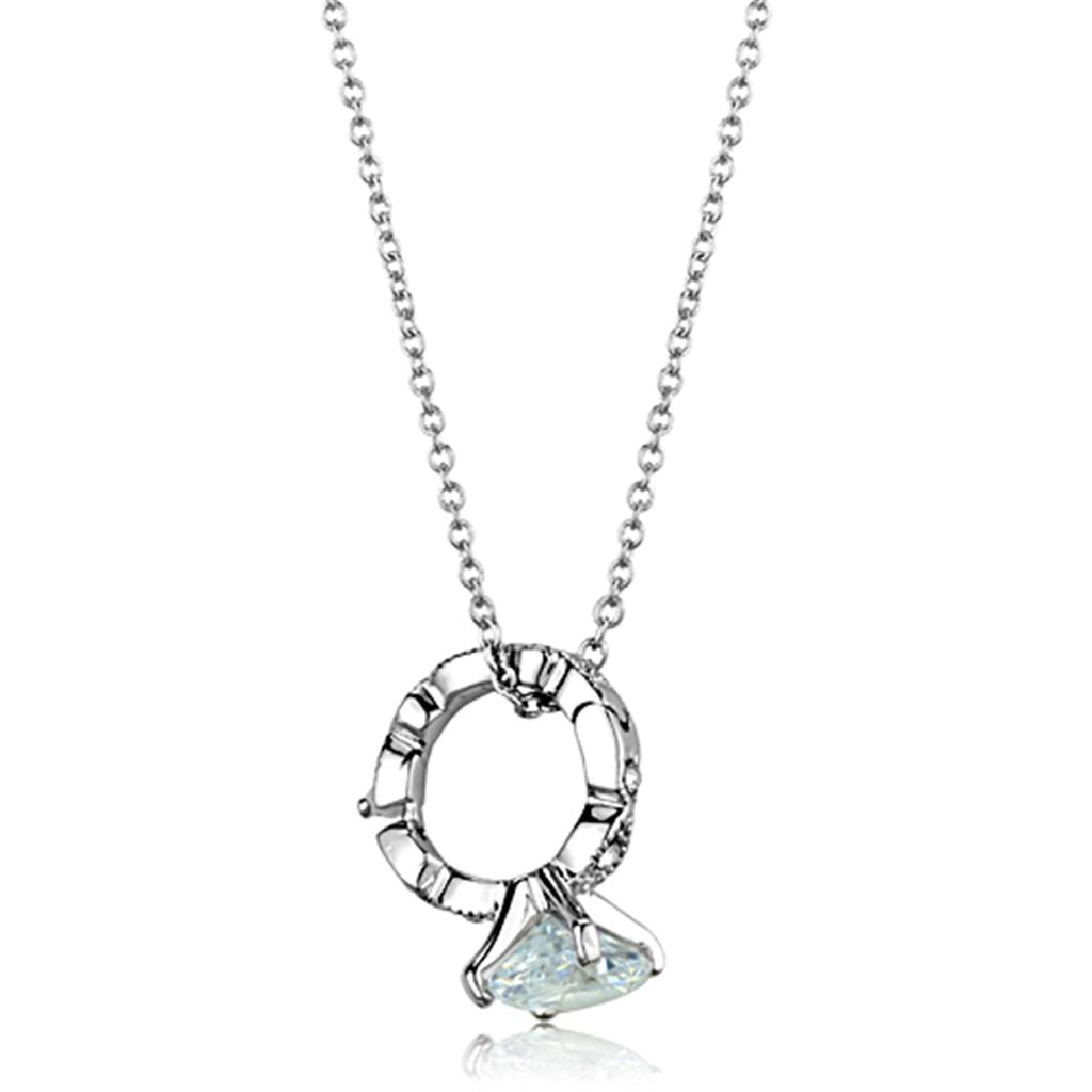 LO3494 - Rhodium Brass Pendant with AAA Grade CZ  in Clear-0