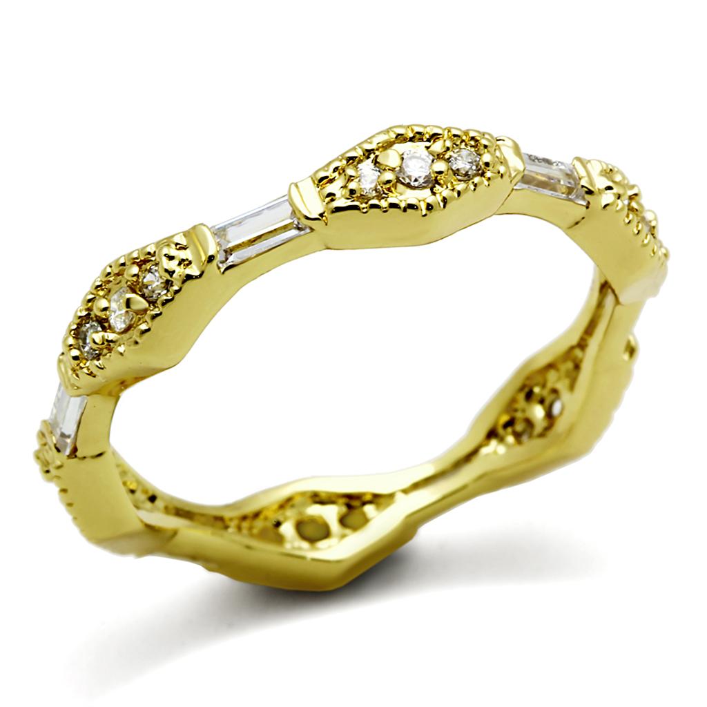 LO3552 - Gold Brass Ring with AAA Grade CZ  in Clear-0