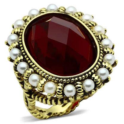LO3585 - Flash Gold Brass Ring with Synthetic Synthetic Glass in Siam-0