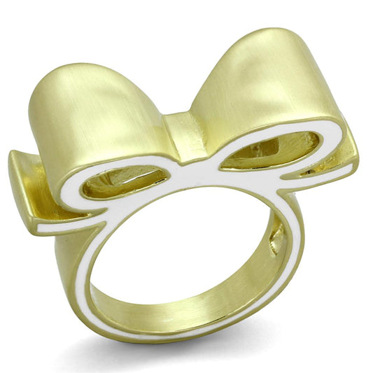 LO3600 - Gold & Brush Brass Ring with Epoxy  in White-0