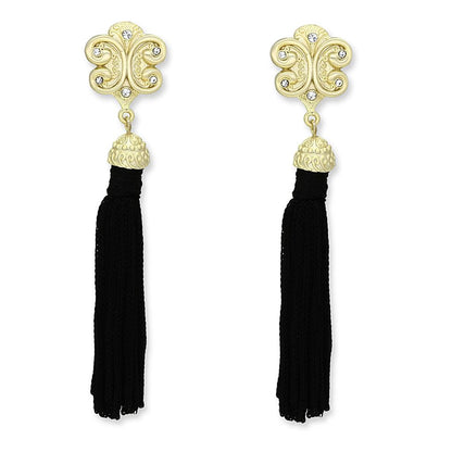 LO3677 - Gold & Brush Brass Earrings with Top Grade Crystal  in Clear-0