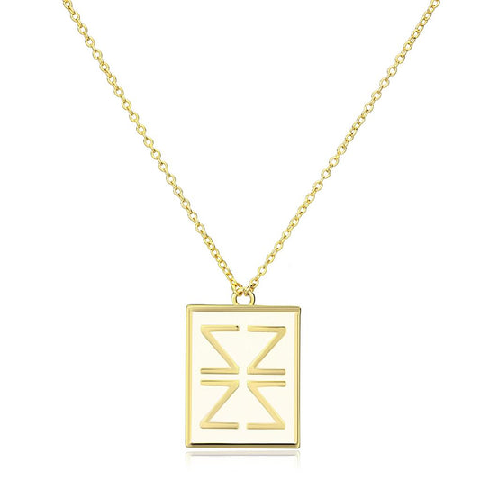 LO3684 - Gold Brass Chain Pendant with Epoxy  in White-0
