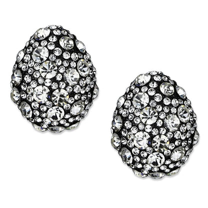 LO3700 - TIN Cobalt Black Brass Earrings with Top Grade Crystal  in Clear-0