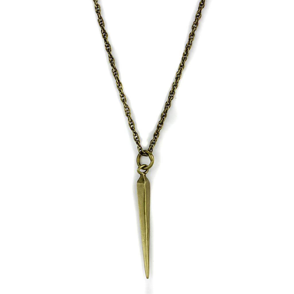 LO3707 - Antique Copper Brass Chain Pendant with No Stone-0