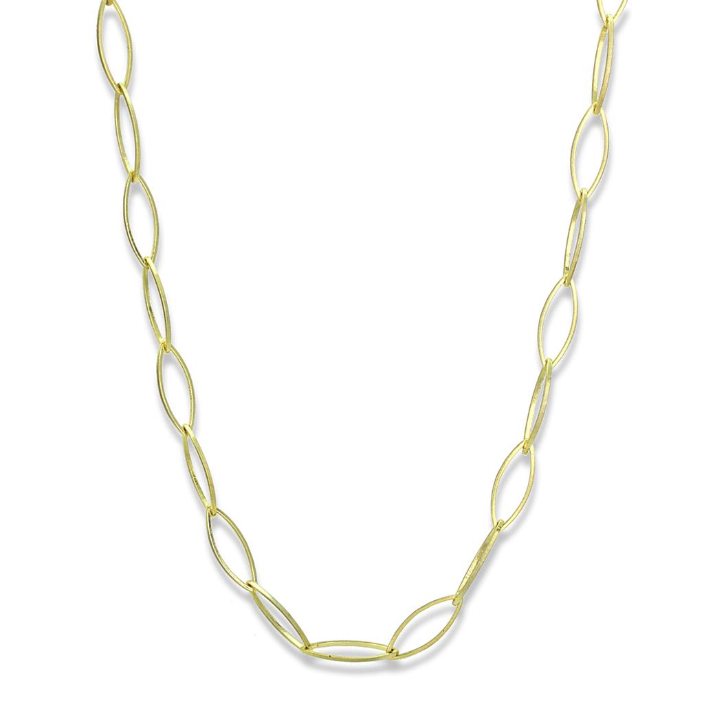 LO3721 - Gold & Brush Brass Necklace with No Stone-0