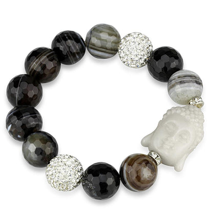 LO3778 - Rhodium Brass Bracelet with Synthetic Onyx in Multi Color-0