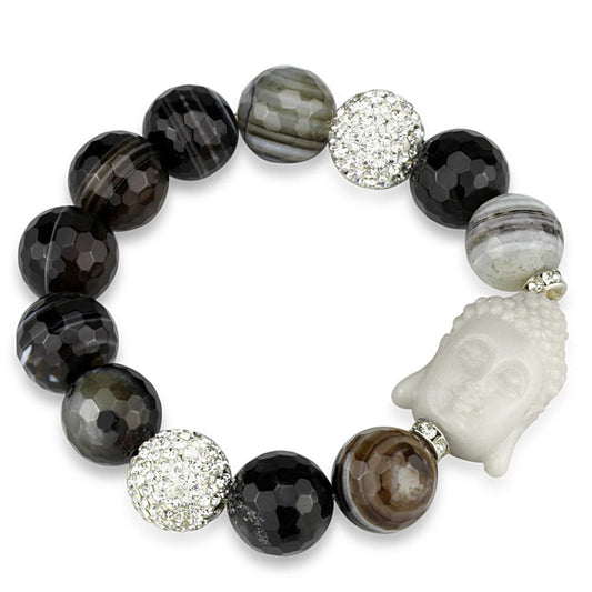 LO3778 - Rhodium Brass Bracelet with Synthetic Onyx in Multi Color-0