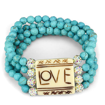 LO3799 - No Plating Brass Bracelet with Synthetic Glass Bead in Sea Blue-0