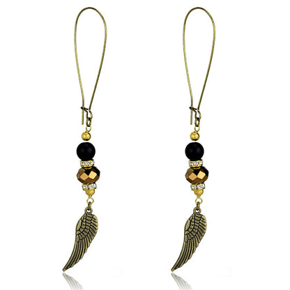 LO3809 - Antique Copper White Metal Earrings with Synthetic Synthetic Stone in Multi Color-0