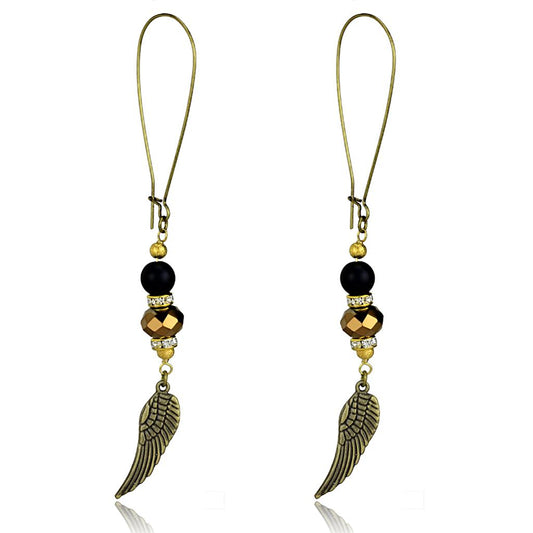 LO3809 - Antique Copper White Metal Earrings with Synthetic Synthetic Stone in Multi Color-0