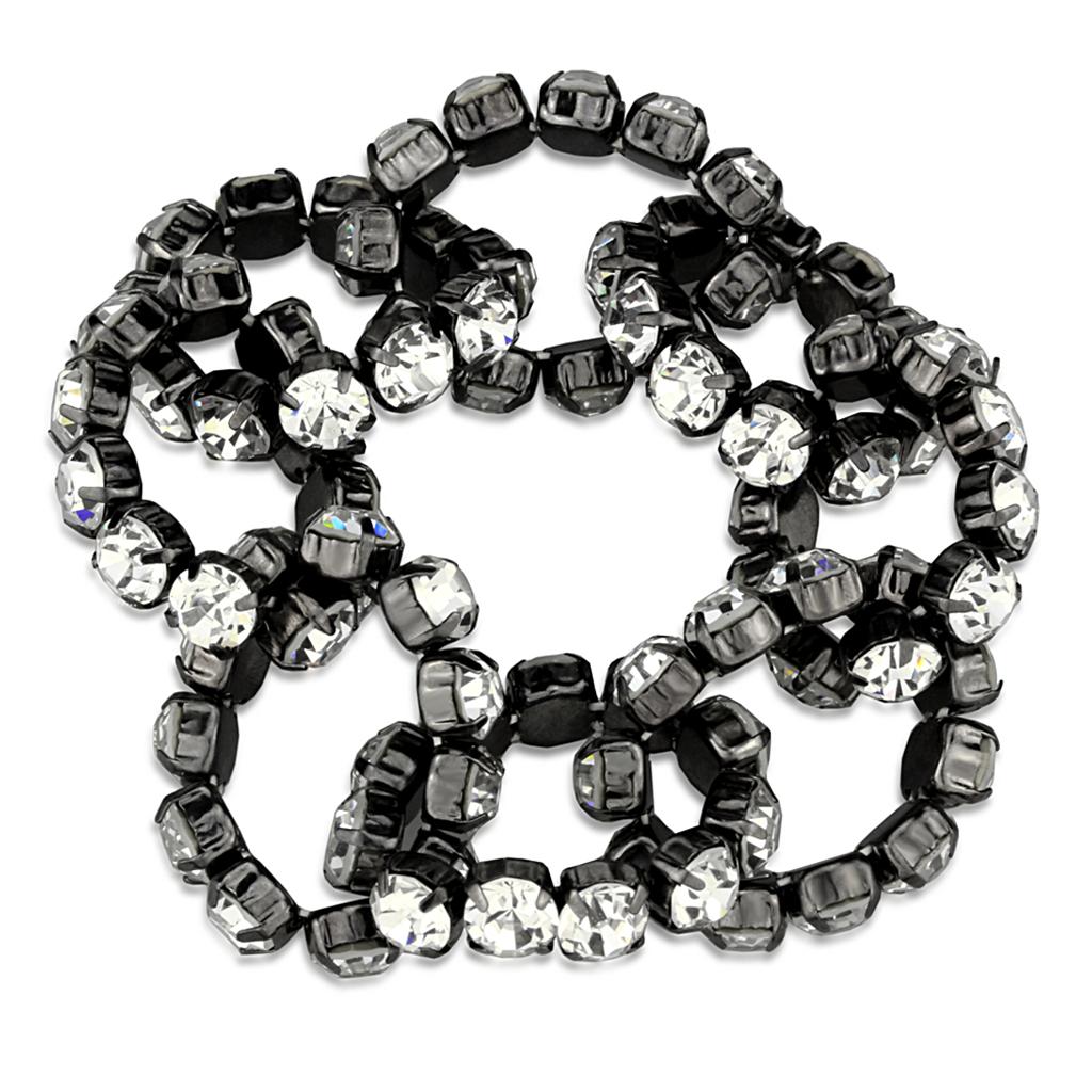 LO3831 - Ruthenium Brass Bracelet with Top Grade Crystal  in Clear-0
