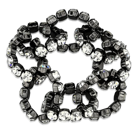 LO3831 - Ruthenium Brass Bracelet with Top Grade Crystal  in Clear-0