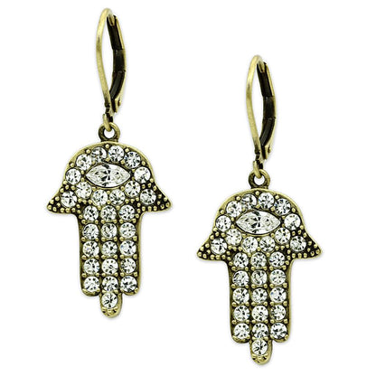 LO3853 - Antique Copper Brass Earrings with Top Grade Crystal  in Clear-0