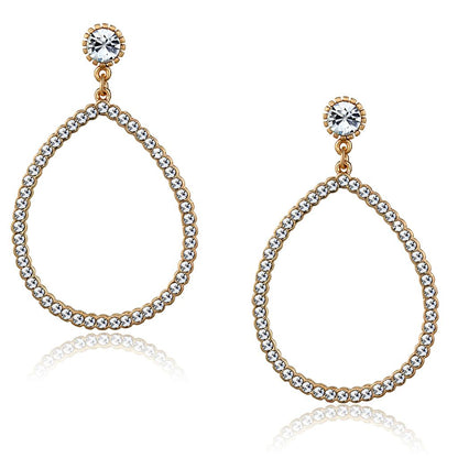 LO3855 - Rose Gold Brass Earrings with Top Grade Crystal  in Clear-0
