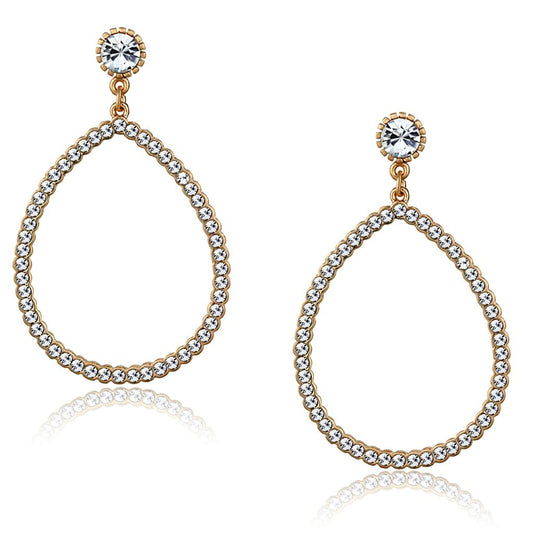 LO3855 - Rose Gold Brass Earrings with Top Grade Crystal  in Clear-0