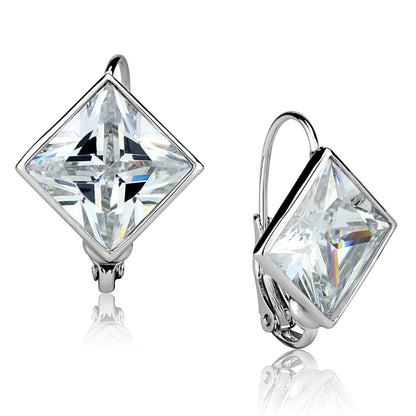LO3868 - Rhodium Brass Earrings with AAA Grade CZ  in Clear-0