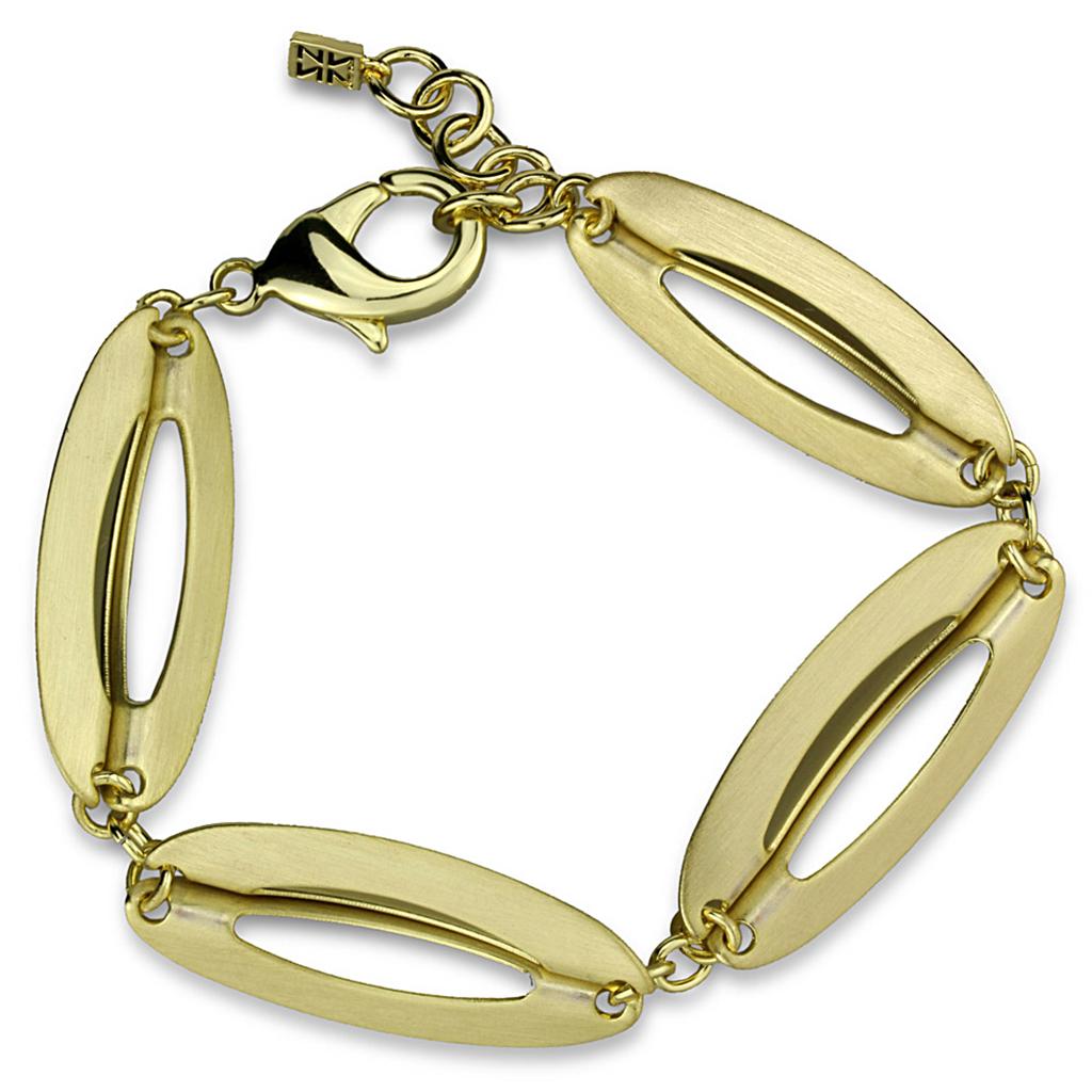 LO3941 - Gold & Brush Brass Bracelet with No Stone-0