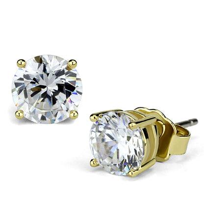 LO3957 - Gold Brass Earrings with AAA Grade CZ  in Clear-0