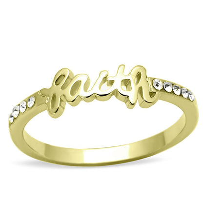 LO3967 - Flash Gold Brass Ring with Top Grade Crystal  in Clear-0