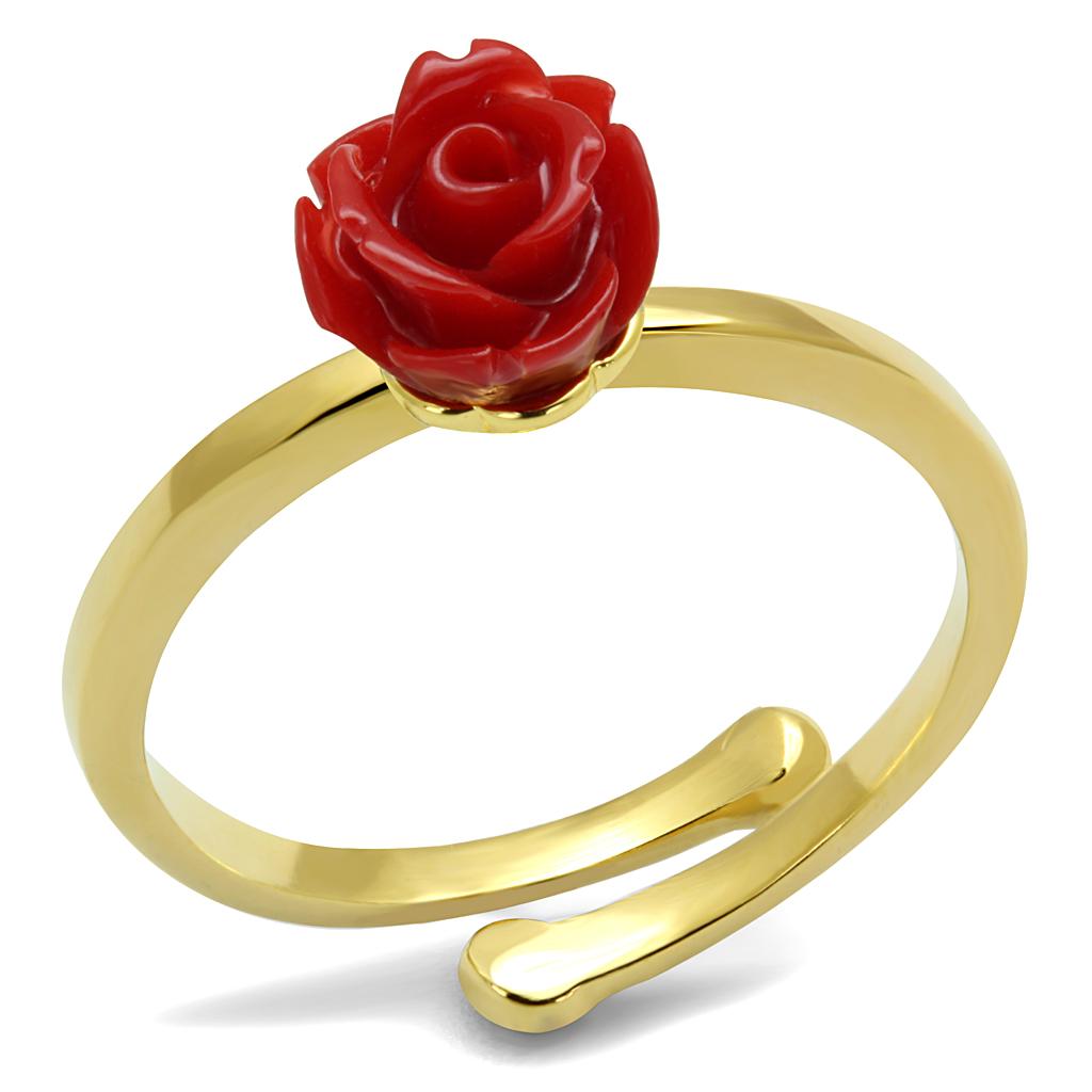 LO4058 - Flash Gold Brass Ring with Synthetic Synthetic Stone in Siam-0