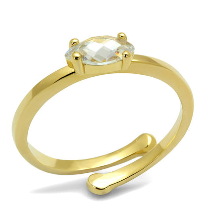 LO4067 - Flash Gold Brass Ring with AAA Grade CZ  in Clear-0