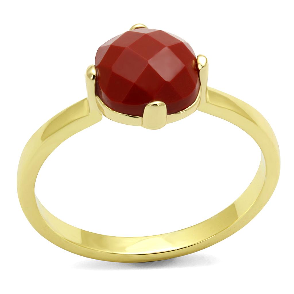 LO4077 - Flash Gold Brass Ring with Synthetic Synthetic Stone in Siam-0
