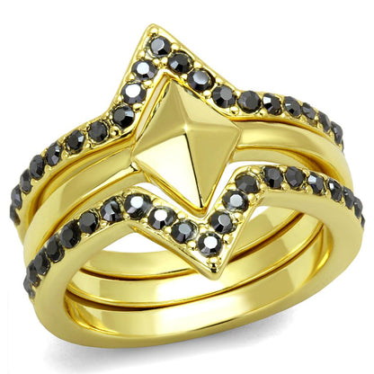 LO4113 - Gold Brass Ring with Top Grade Crystal  in Hematite-0