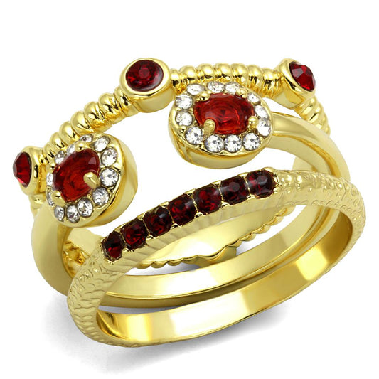 LO4116 - Gold Brass Ring with Top Grade Crystal  in Siam-0