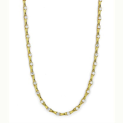 LO4123 - Gold Brass Necklace with AAA Grade CZ  in Clear-0