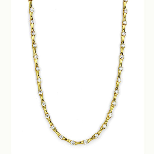 LO4123 - Gold Brass Necklace with AAA Grade CZ  in Clear-0