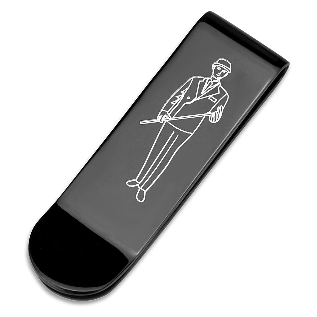 LO4137 - Ruthenium Brass Money clip with No Stone-0