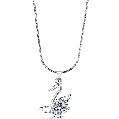 LO4155 - Rhodium Brass Chain Pendant with AAA Grade CZ  in Clear-0