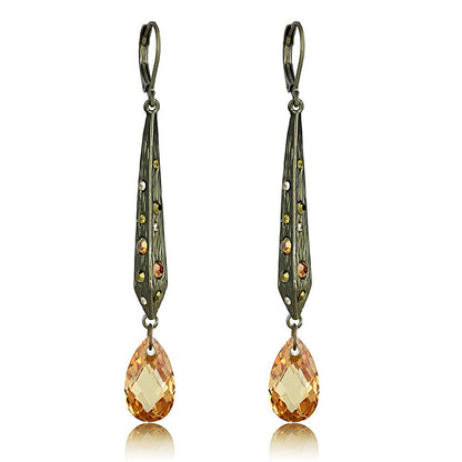 LO4189 - Antique Copper Brass Earrings with Top Grade Crystal  in Champagne-0