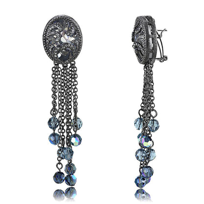 LO4199 - TIN Cobalt Black Brass Earrings with AAA Grade CZ  in Clear-0