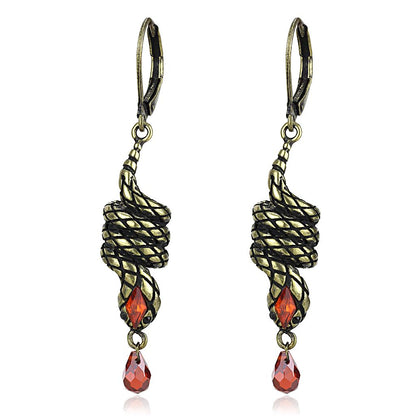 LO4205 - Antique Copper Brass Earrings with AAA Grade CZ  in Garnet-0