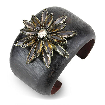 LO4220 - Antique Copper Brass Bangle with Synthetic Synthetic Stone in Champagne-0