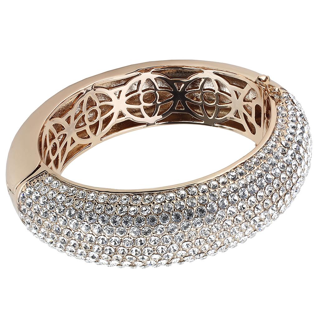LO4269 - Rose Gold+e-coating Brass Bangle with Top Grade Crystal  in Clear-0
