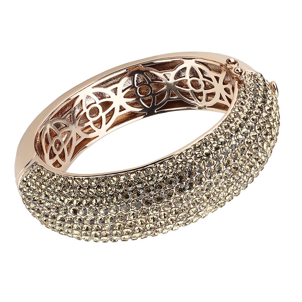 LO4270 - Rose Gold+e-coating Brass Bangle with Top Grade Crystal  in Citrine Yellow-0