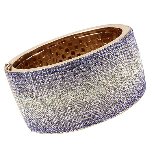 LO4279 - Rose Gold+e-coating Brass Bangle with Top Grade Crystal  in Multi Color-0