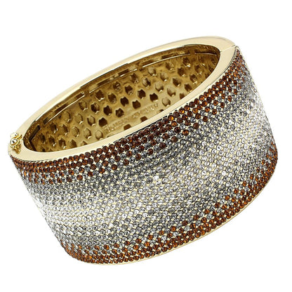 LO4280 - Gold Brass Bangle with Top Grade Crystal  in Multi Color-0