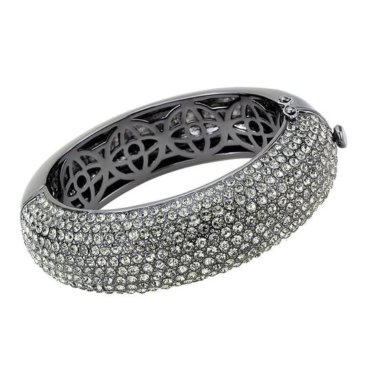 LO4304 - TIN Cobalt Black Brass Bangle with Top Grade Crystal  in Black Diamond-0