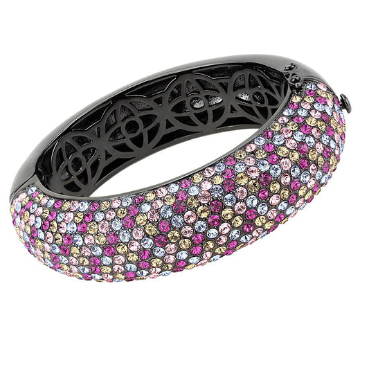 LO4306 - TIN Cobalt Black Brass Bangle with Top Grade Crystal  in Multi Color-0