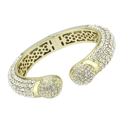 LO4311 - Flash Gold Brass Bangle with Top Grade Crystal  in Clear-0