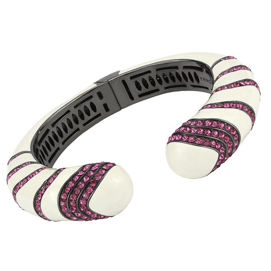 LO4322 - TIN Cobalt Black Brass Bangle with Top Grade Crystal  in Fuchsia-0