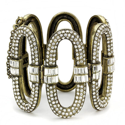 LO4657 - Antique Copper White Metal Bracelet with Top Grade Crystal  in Clear-0