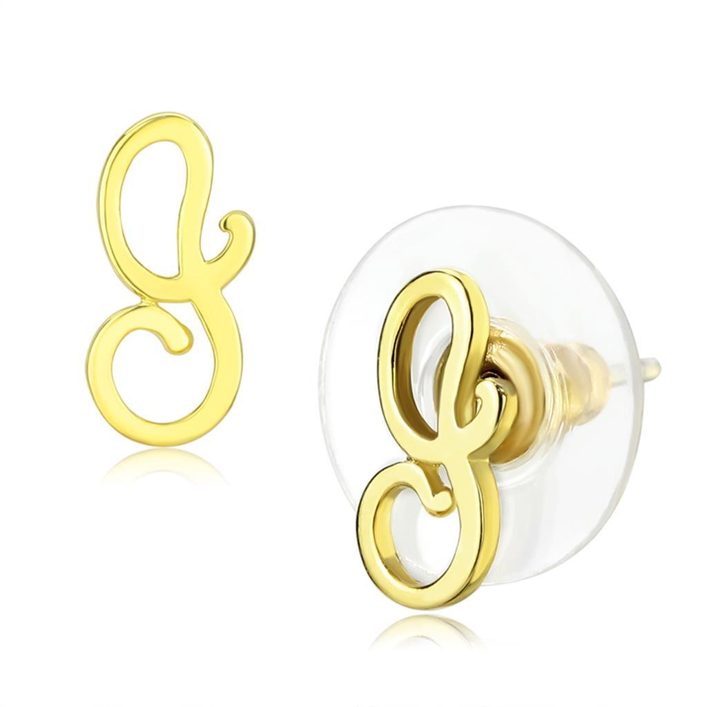 LO4670 - Gold Brass Earrings with No Stone-0